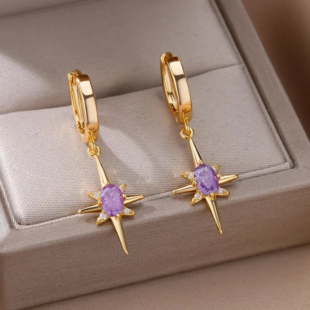 Eight-Pointed Star Earrings for Women 2024 Trending New in Stainless Steel Earrings Couple Jewelry Free Shipping aretes de mujer - Image 5