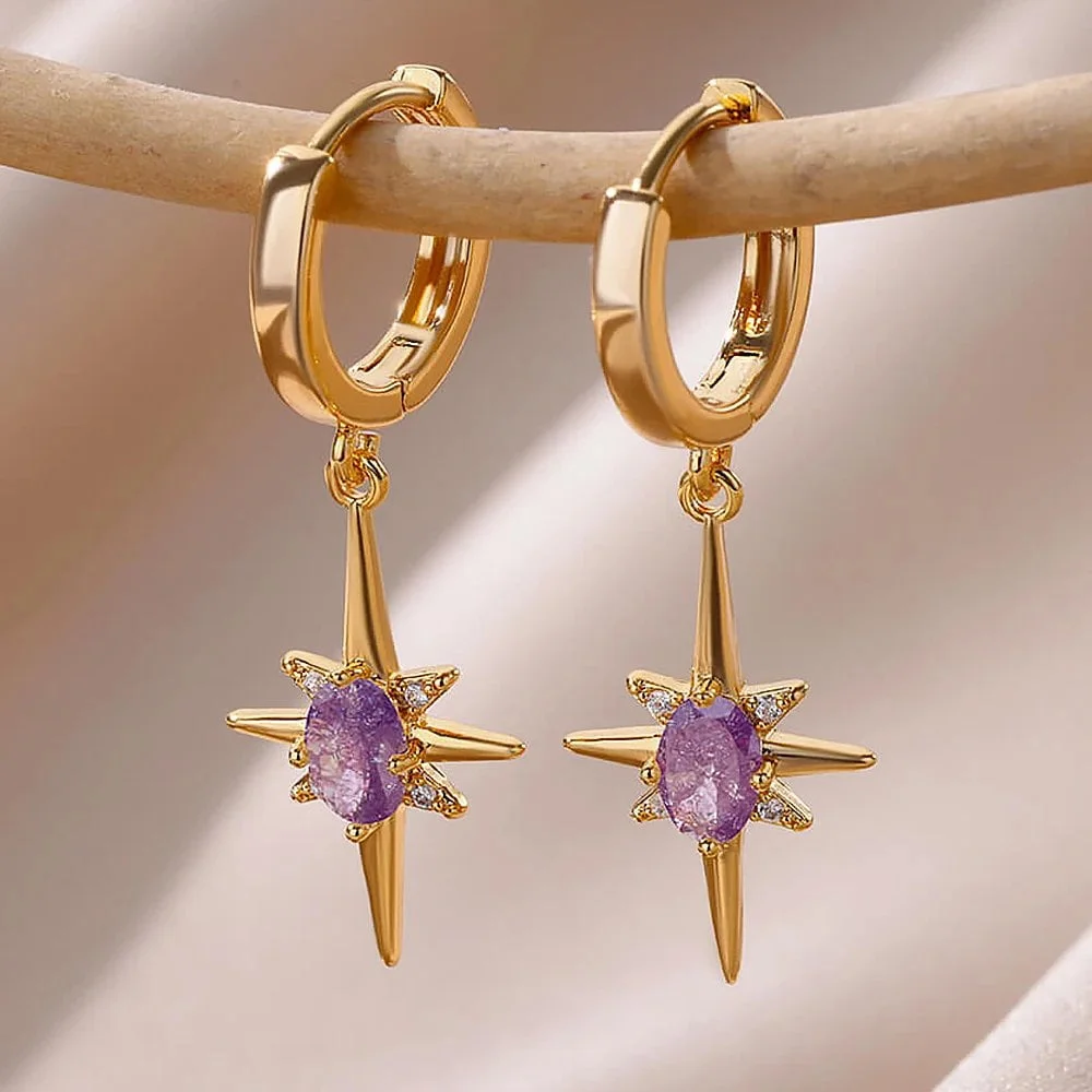 Eight-Pointed Star Earrings for Women 2024 Trending New in Stainless Steel Earrings Couple Jewelry Free Shipping aretes de mujer - Image 2