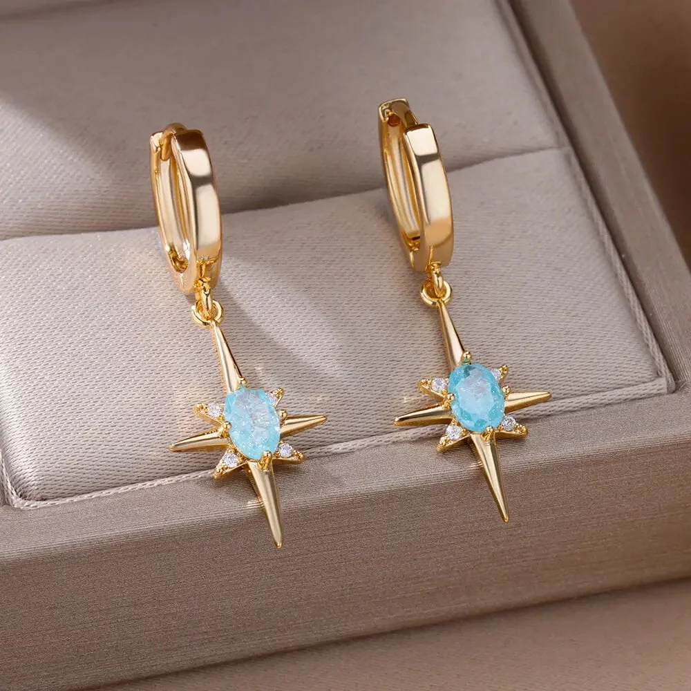 Eight-Pointed Star Earrings for Women 2024 Trending New in Stainless Steel Earrings Couple Jewelry Free Shipping aretes de mujer - Image 4