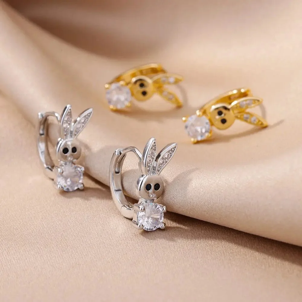 Stainless Steel Rabbit Butterfly Earrings for Women Gold Color Hoop Earrings 2024 Trending Aesthetic Jewelry pendientes mujer - Image 6