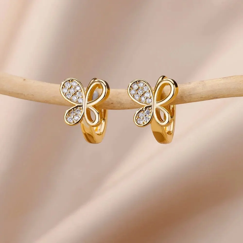 Stainless Steel Rabbit Butterfly Earrings for Women Gold Color Hoop Earrings 2024 Trending Aesthetic Jewelry pendientes mujer - Image 4