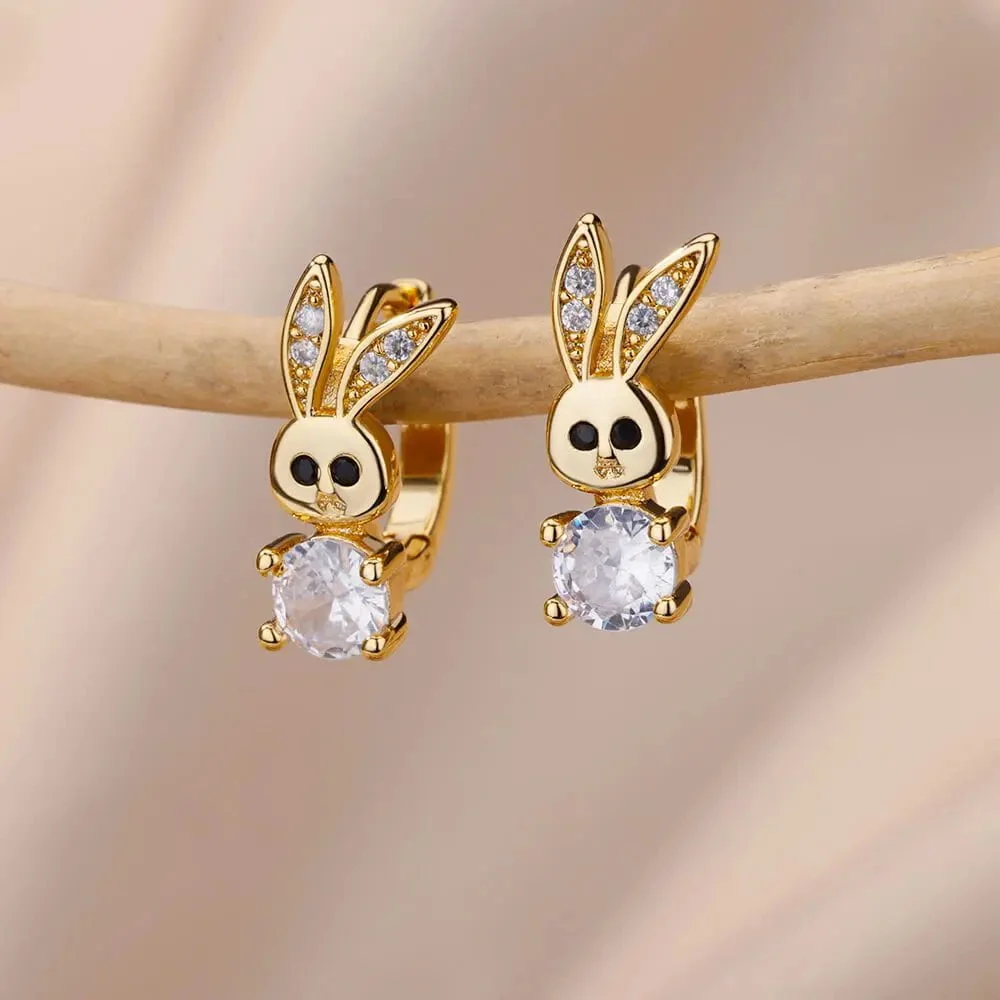 Stainless Steel Rabbit Butterfly Earrings for Women Gold Color Hoop Earrings 2024 Trending Aesthetic Jewelry pendientes mujer - Image 2