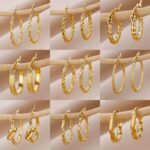 Vintage Round Stainless Steel Hoop Earrings For Women Geometric Earring 2024 Trending Statement Ear Jewelry Christmas Gift BFF