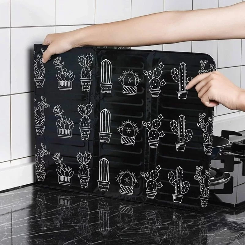 Effective Aluminum Foils Oil Blocker Foldable Kitchen Stove Baffle Plate Oil Deflector Grease Protector for Stove - Image 4