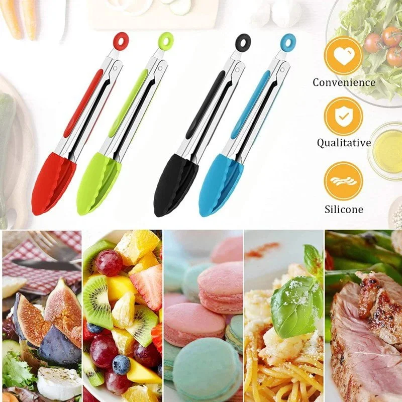 Food Tong Stainless Steel Kitchen Tongs Silicone Nylon Non-Slip Cooking Clip Clamp BBQ Salad Tools Grill Kitchen Accessories - Image 6