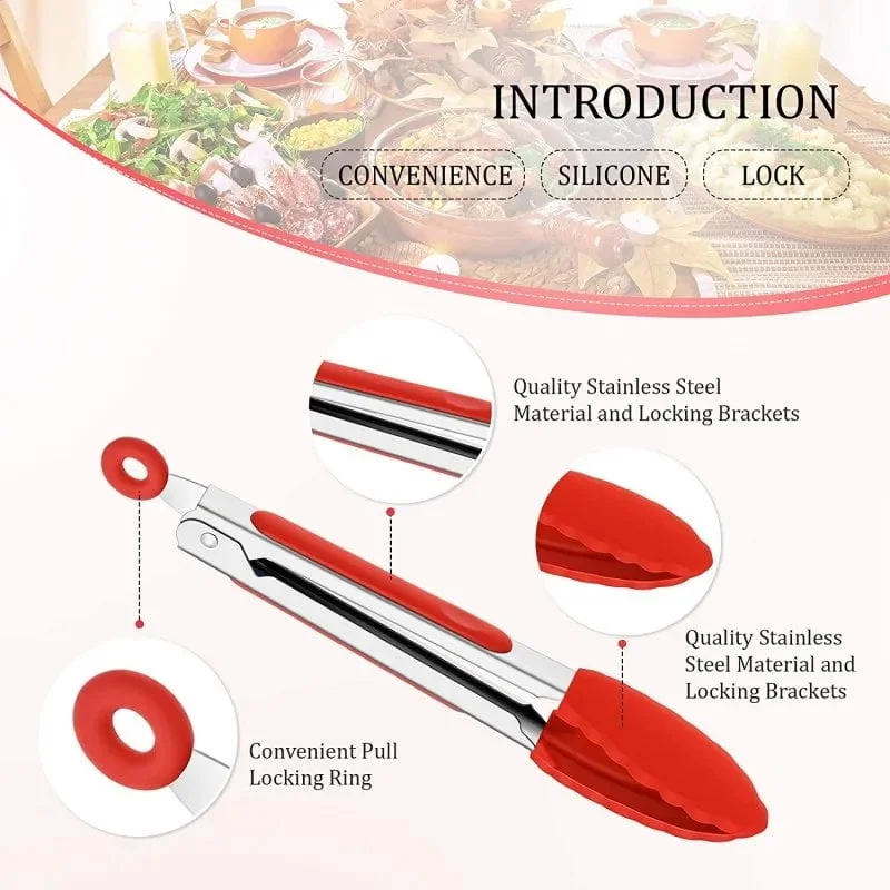 Food Tong Stainless Steel Kitchen Tongs Silicone Nylon Non-Slip Cooking Clip Clamp BBQ Salad Tools Grill Kitchen Accessories - Image 5