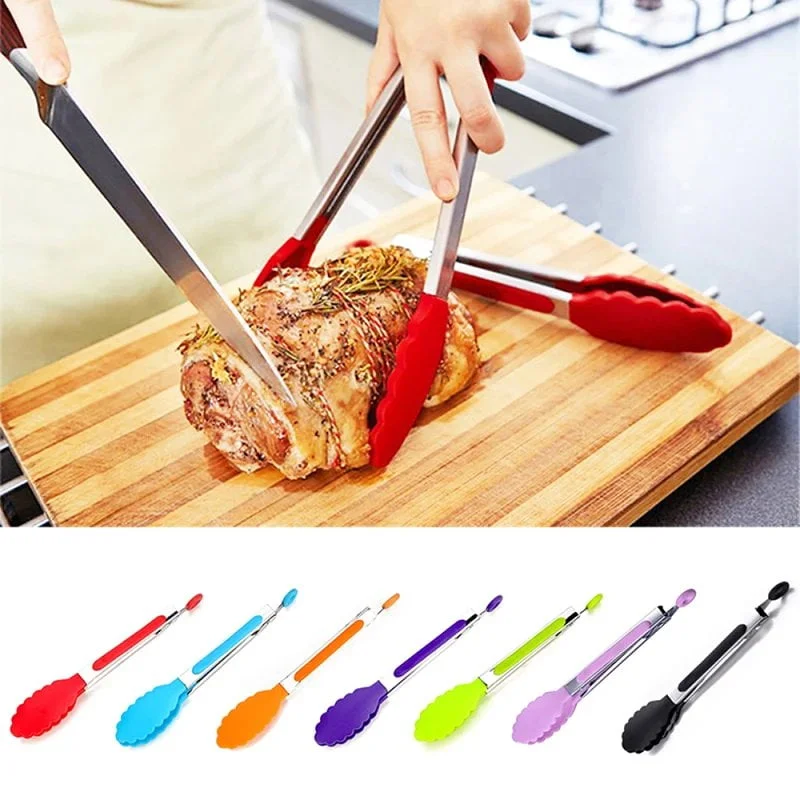 Food Tong Stainless Steel Kitchen Tongs Silicone Nylon Non-Slip Cooking Clip Clamp BBQ Salad Tools Grill Kitchen Accessories - Image 4