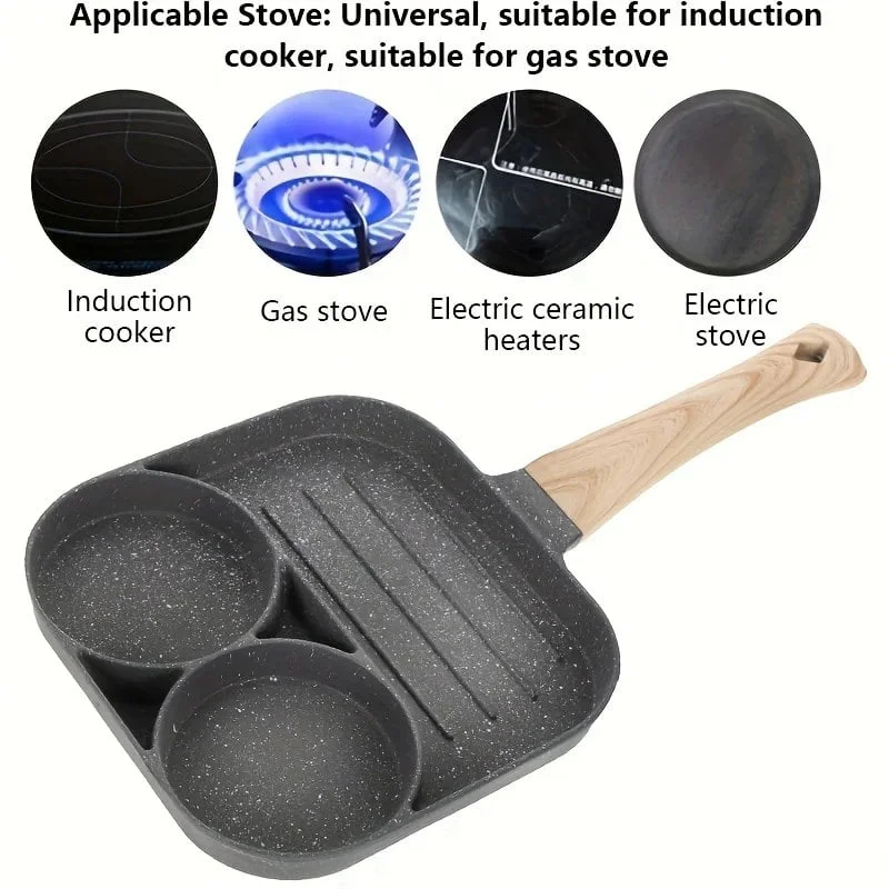 Kitchen Egg Frying Pan Nonstick Pancake Pans 3-Cups Cookware Pancake Pan Egg Pan Suitable for Gas Stove Induction Cooker （1 Pcs） - Image 5