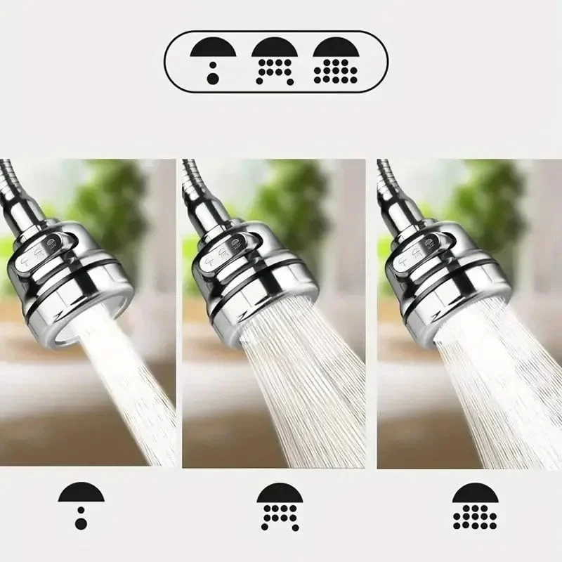 360°Rotatable Faucet Extension/shapeable Faucet Sprayer with Eco-water Saving -3 Spray Modes, Splash Resistant, Easy To Install. - Image 4