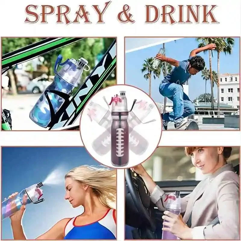 2-IN-1 Spray & Drinking Water Bottle, 590ml Thermos Bottle, Adult & Children's Sports Water Bottle To Help You Cool Down Quickly - Image 4