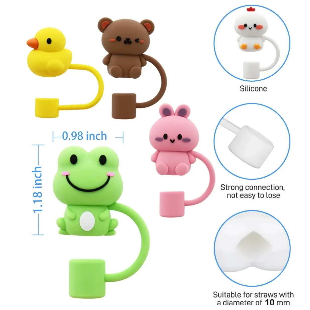 Cute Straw Cover Cap For Stanley Cup Reusable 10mm Silicone Straw Topper Compatible 30&40 Oz Tumbler With Handle Tips Lids 5Pcs - Image 3