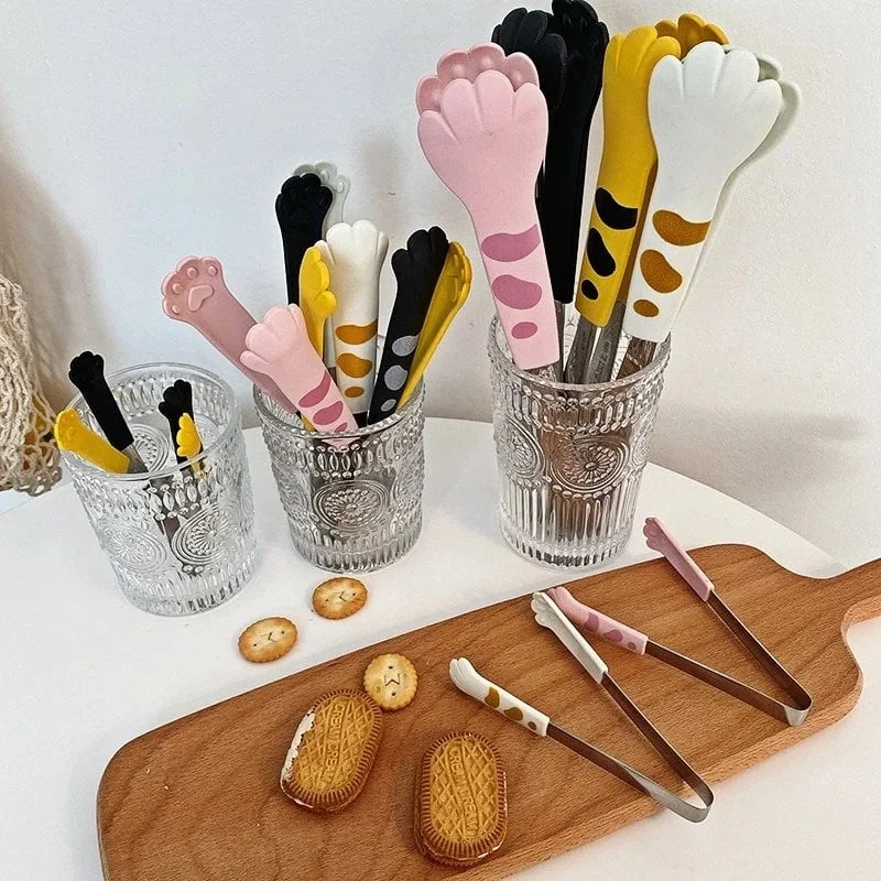 Japanese Cat Paw Shape Food Tongs Cute Cartoon Meal Tongs Stainless Steel Barbecue Tongs Sandwich Baking Clip Kitchen Gadgets - Image 2