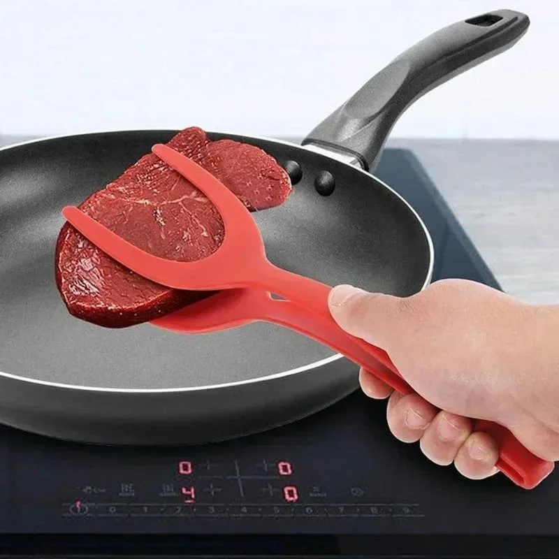 2 in 1 Kitchen Shovel Clip Cookware Bbq Silicone Handle Egg Turning Tongs Steak Spatula Tongs Pancake Fry Flipper Cooking Tools - Image 4