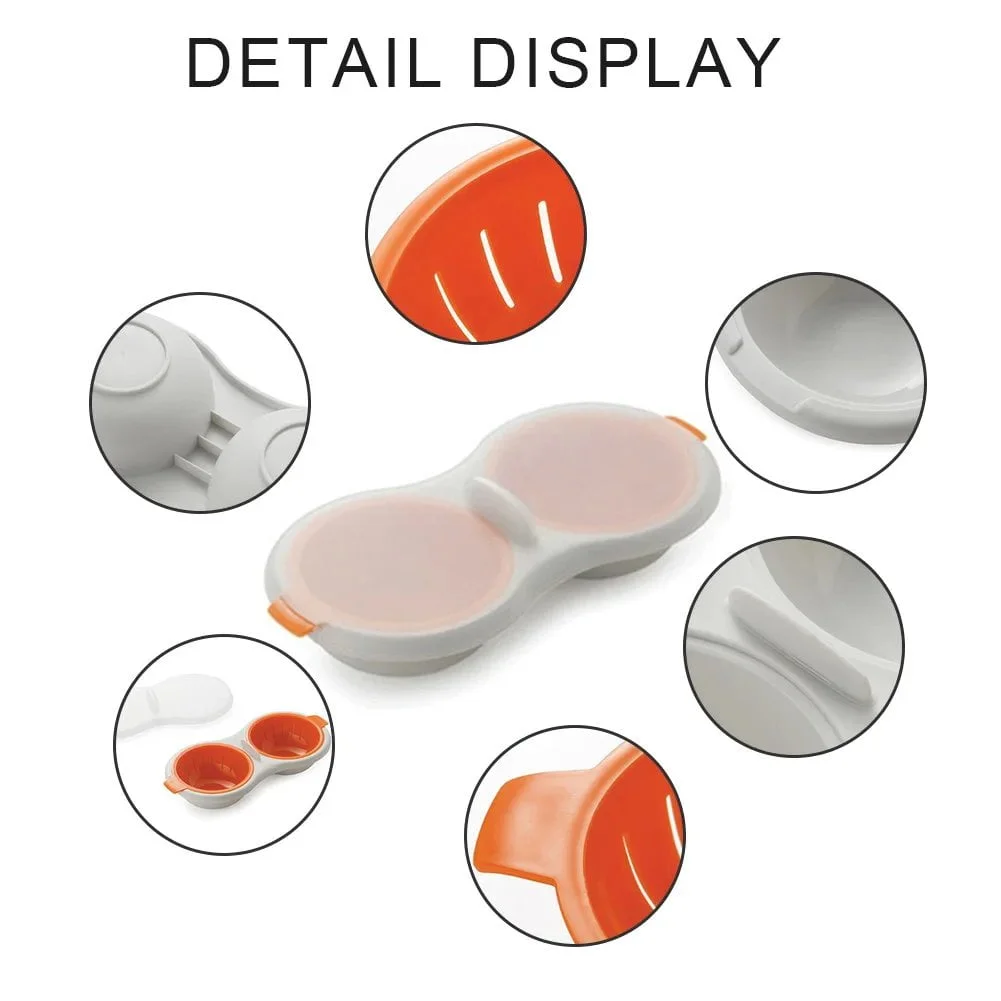 Microwave Egg Poacher Food Grades Plastic Cookware Double Cup Egg Boiler Kitchen Steamed Set Cooker Egg Tools - Image 5