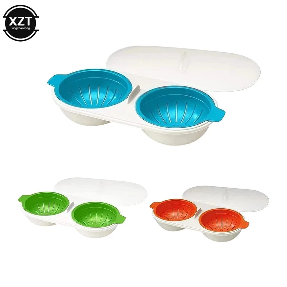 Microwave Egg Poacher Food Grades Plastic Cookware Double Cup Egg Boiler Kitchen Steamed Set Cooker Egg Tools - Image 6