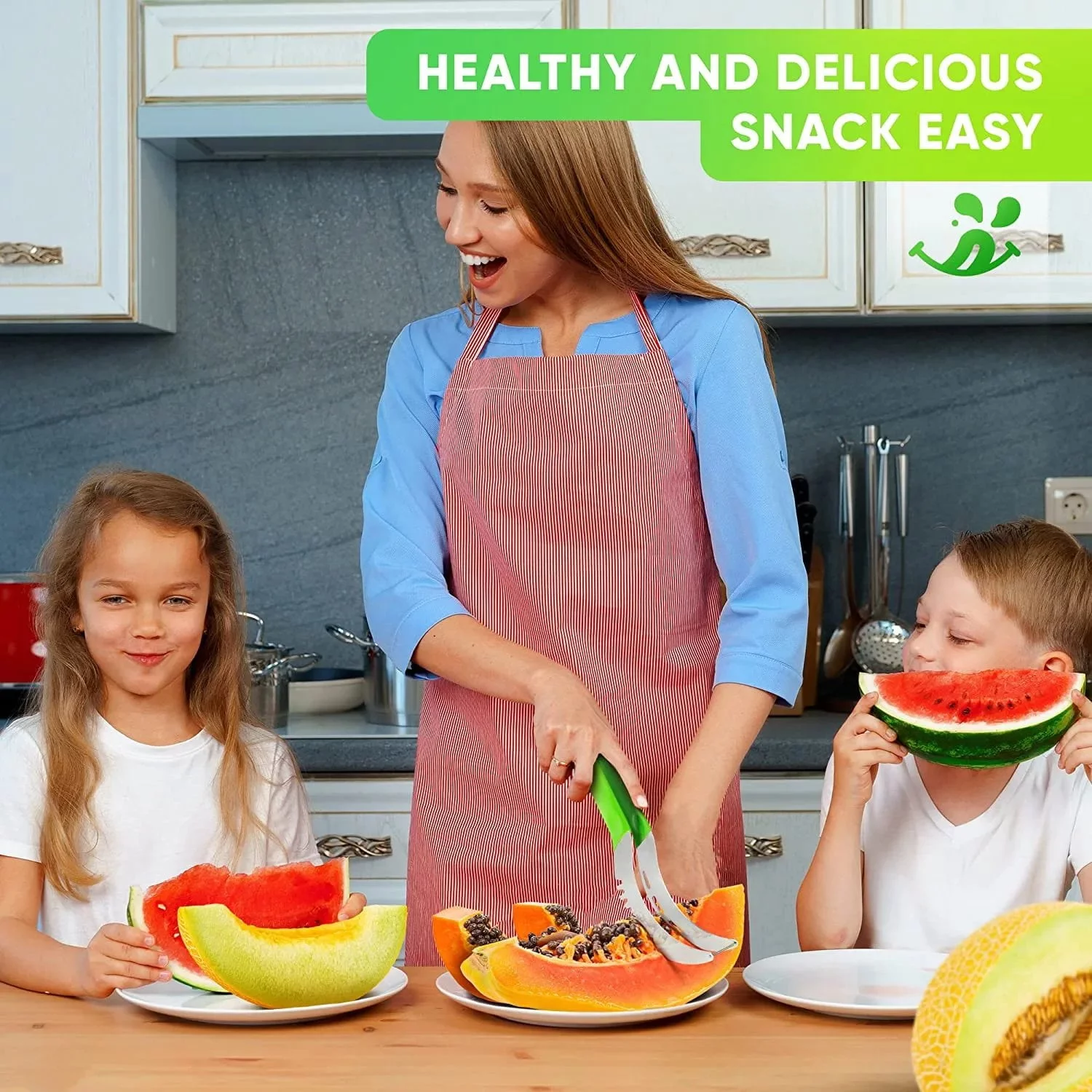 Stainless Watermelon Slicer Cutter Knife with Non-slip Plastic Wrap Handle Fruit Tools Kitchen Gadgets for Pineapple Cantaloupe - Image 6