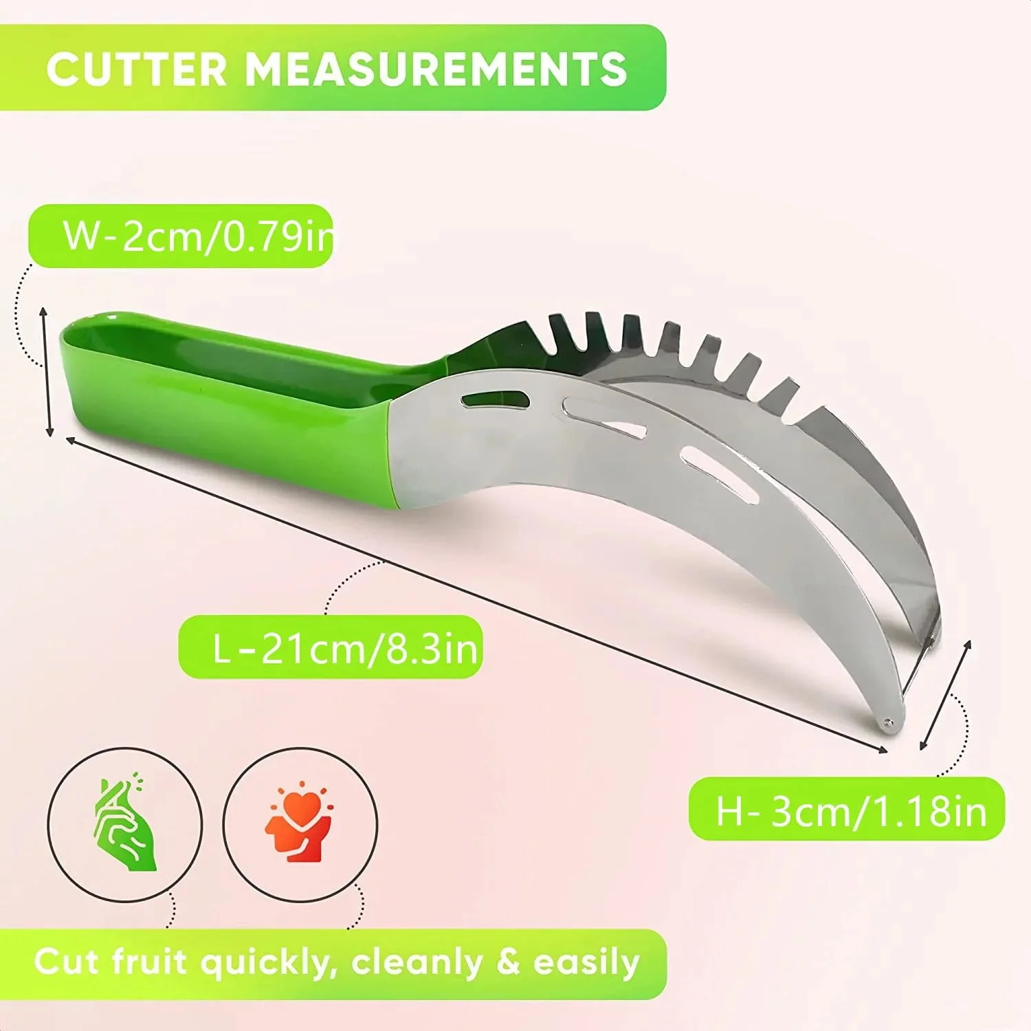 Stainless Watermelon Slicer Cutter Knife with Non-slip Plastic Wrap Handle Fruit Tools Kitchen Gadgets for Pineapple Cantaloupe - Image 2