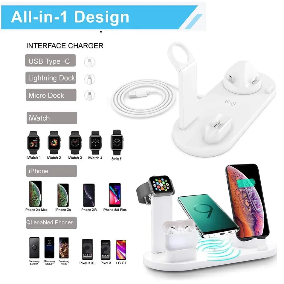 30W 7 in 1 Wireless Charger Stand Pad For iPhone 14 13 12 Pro Max Apple Watch Airpods Pro iWatch 8 7 Fast Charging Dock Station - Image 3