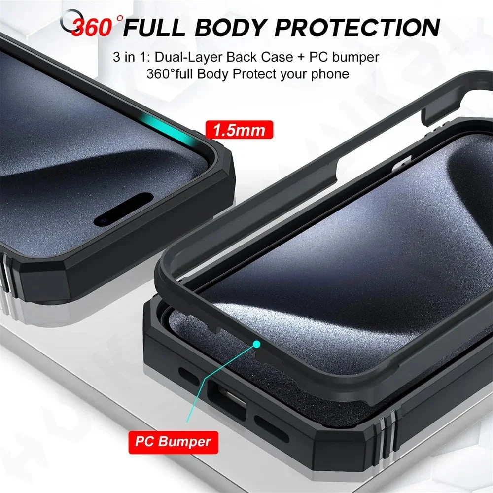 Case For iPhone 15 14 13 12 11 Pro XS Max XR 8 7 Plus Camera Slide Military Grade Armor Protection 360 Degree Rotate Armor Cover - Image 3