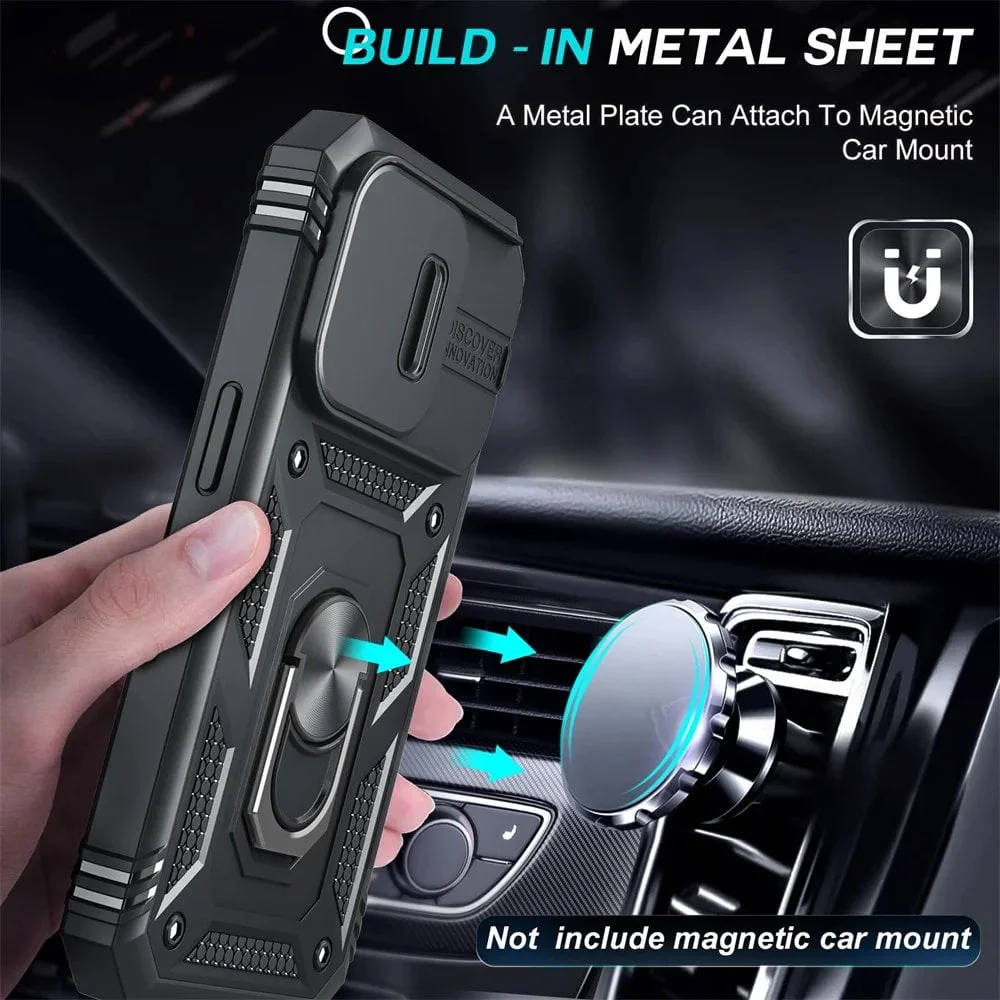 Case For iPhone 15 14 13 12 11 Pro XS Max XR 8 7 Plus Camera Slide Military Grade Armor Protection 360 Degree Rotate Armor Cover - Image 5