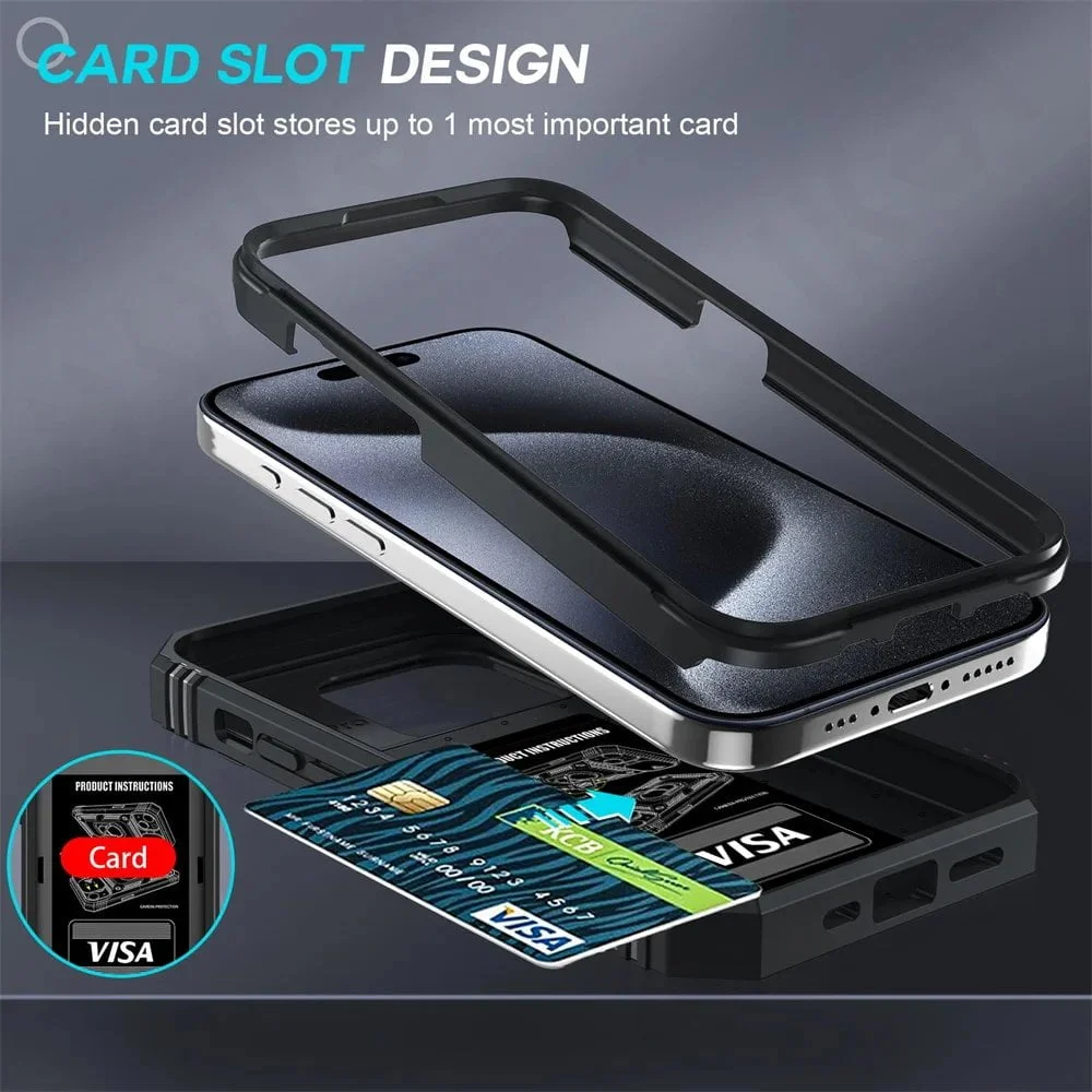 Case For iPhone 15 14 13 12 11 Pro XS Max XR 8 7 Plus Camera Slide Military Grade Armor Protection 360 Degree Rotate Armor Cover - Image 2