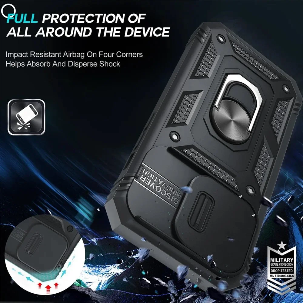 Case For iPhone 15 14 13 12 11 Pro XS Max XR 8 7 Plus Camera Slide Military Grade Armor Protection 360 Degree Rotate Armor Cover - Image 4