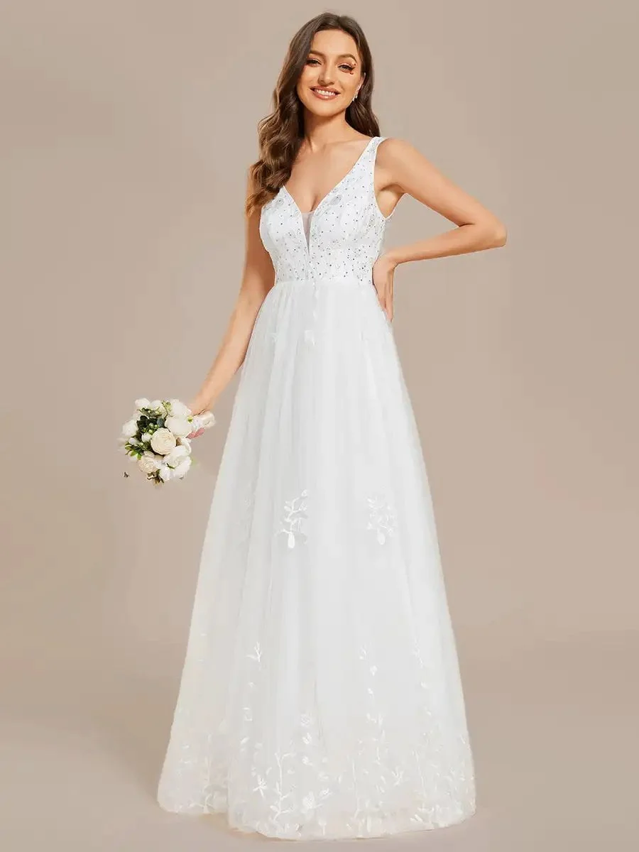 Elegant Wedding Dresses Pure Sequins Pearl Beading Sweetheart Neck Appliques 2024 Ever pretty of A-Line White Bridal Gowns
