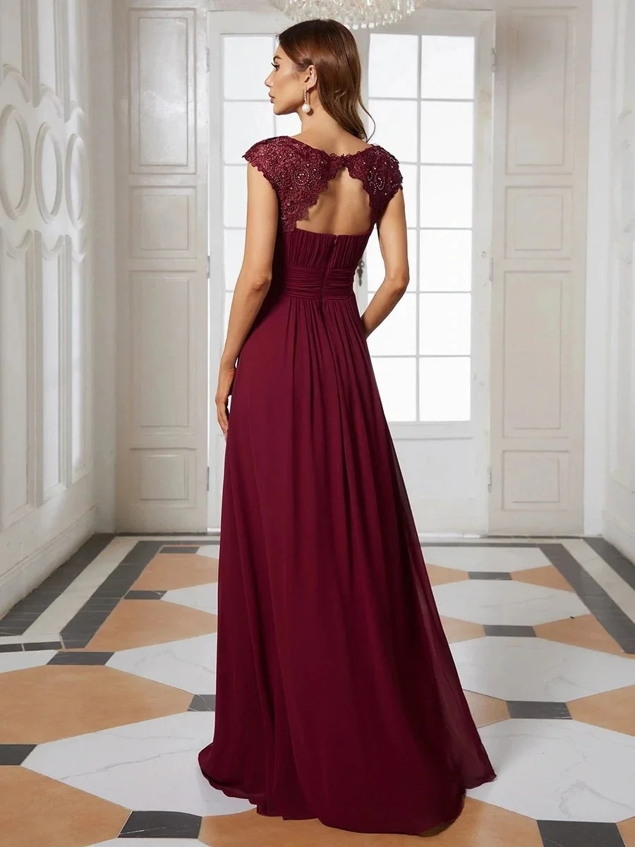 Elegant Evening Dresses O-Neck Sleeveless A-LINE Lace Floor-Length Gown 2024 Ever pretty of Burgundy Simple Prom Dress Women - Image 2