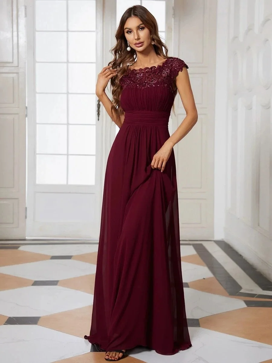 Elegant Evening Dresses O-Neck Sleeveless A-LINE Lace Floor-Length Gown 2024 Ever pretty of Burgundy Simple Prom Dress Women