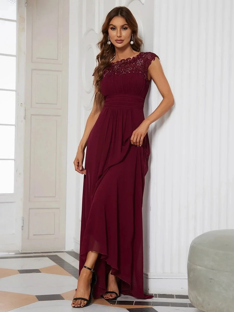 Elegant Evening Dresses O-Neck Sleeveless A-LINE Lace Floor-Length Gown 2024 Ever pretty of Burgundy Simple Prom Dress Women - Image 4