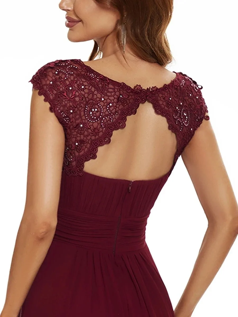 Elegant Evening Dresses O-Neck Sleeveless A-LINE Lace Floor-Length Gown 2024 Ever pretty of Burgundy Simple Prom Dress Women - Image 5
