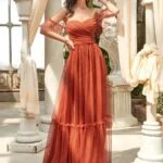 Elegant Evening Dress Tulle Strapless A-Line Ruffles Sleeves Floor Length Backless Ever Pretty 2024Prom Dresses Vestidos De Gala
