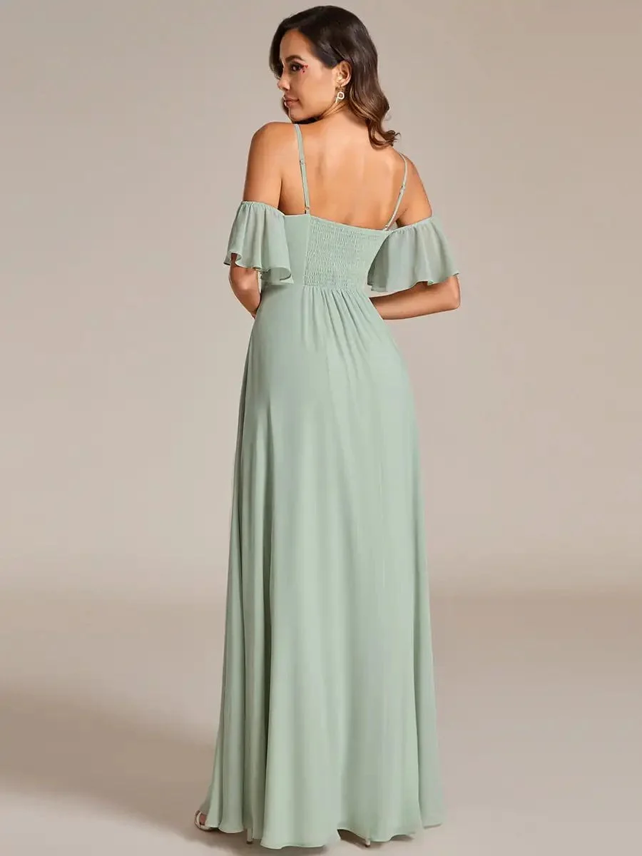 Elegant Evening Dresses Spaghetti Strap Sweetheart with Knot 2024 Ever pretty of Chiffon A-line Mint Green Bridesmaid Dress - Image 2