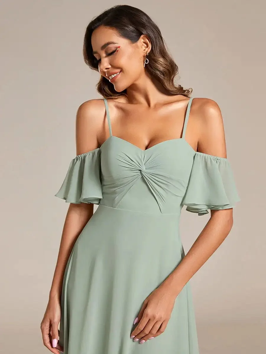 Elegant Evening Dresses Spaghetti Strap Sweetheart with Knot 2024 Ever pretty of Chiffon A-line Mint Green Bridesmaid Dress - Image 5