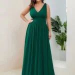 Plus Size Evening Dresses Long Deep V-Neck Sleeveless Floor-Length 2024 Ever Pretty of Taffeta Elegant Bridesmaid Women Dress