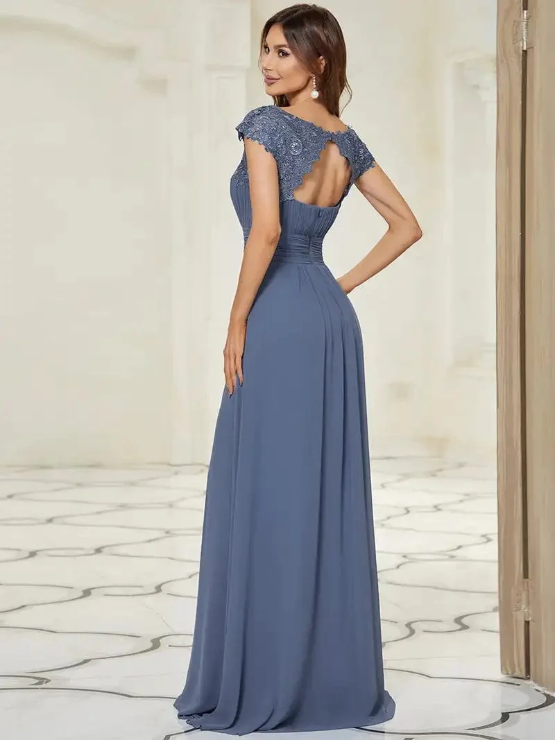 Elegant Evening Dresses lace long A-LINE Sleeveless O-neck 2024 ever pretty of Dusty Navy Simple Bridesmaid dress Women - Image 2