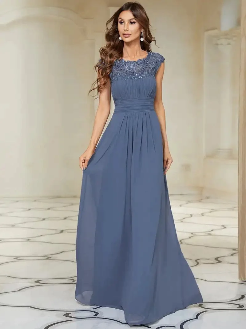 Elegant Evening Dresses lace long A-LINE Sleeveless O-neck 2024 ever pretty of Dusty Navy Simple Bridesmaid dress Women