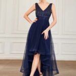 Elegant Evening Dresses Long  V Neck Sleeveless Asymmetrical Floor-Length Gown 2024 Ever Pretty of Simple Prom Party Women Dress