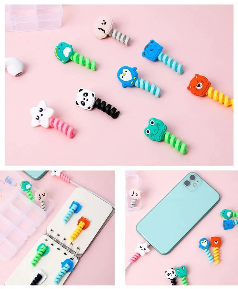 New Cable Protector Cute Cartoon Data Line Protective Cover Charging Cable Earphone Cable USB Winder Wire Cord Organizer Cover - Image 5